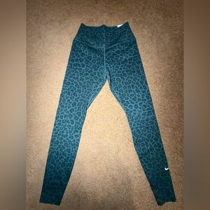 Nike Women's Teal Leopard Print Leggings with Sparkle